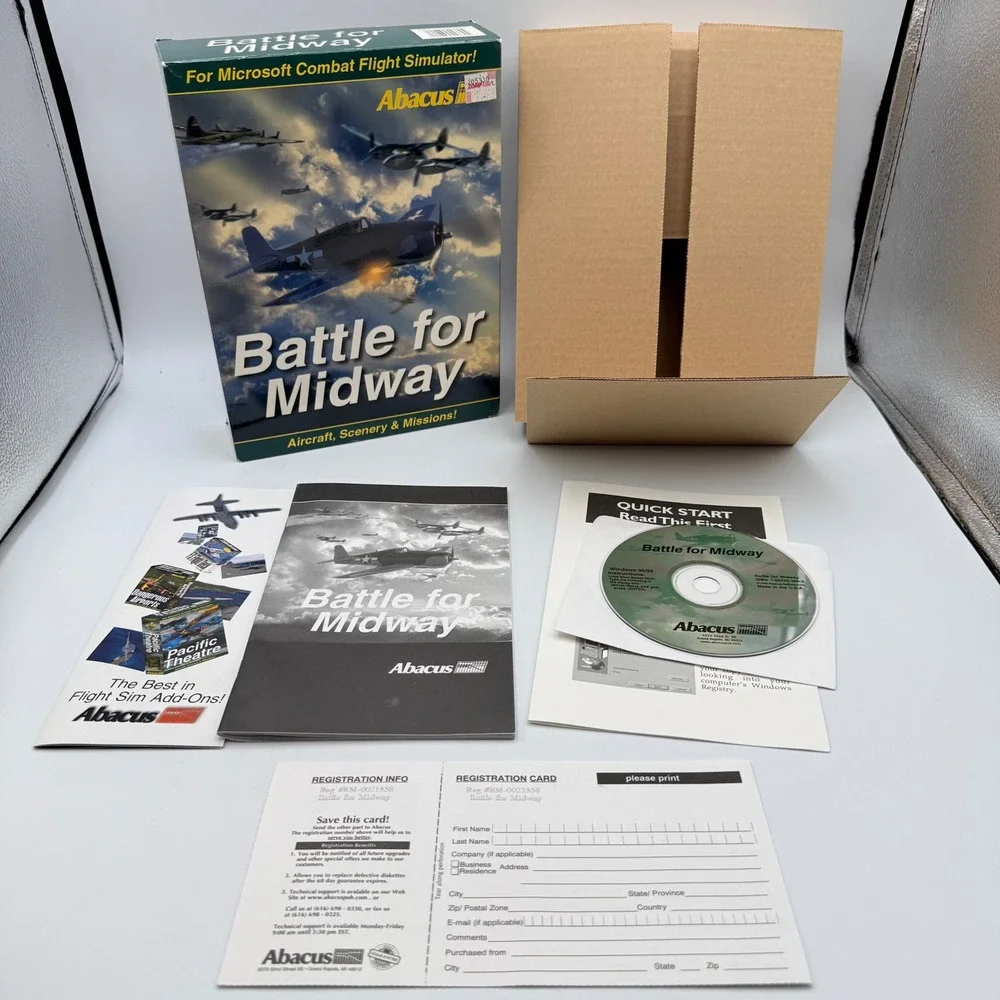 Abacus Battle for Midway PC Microsoft Combat Flight Simulator 1999 Big Box Vntg